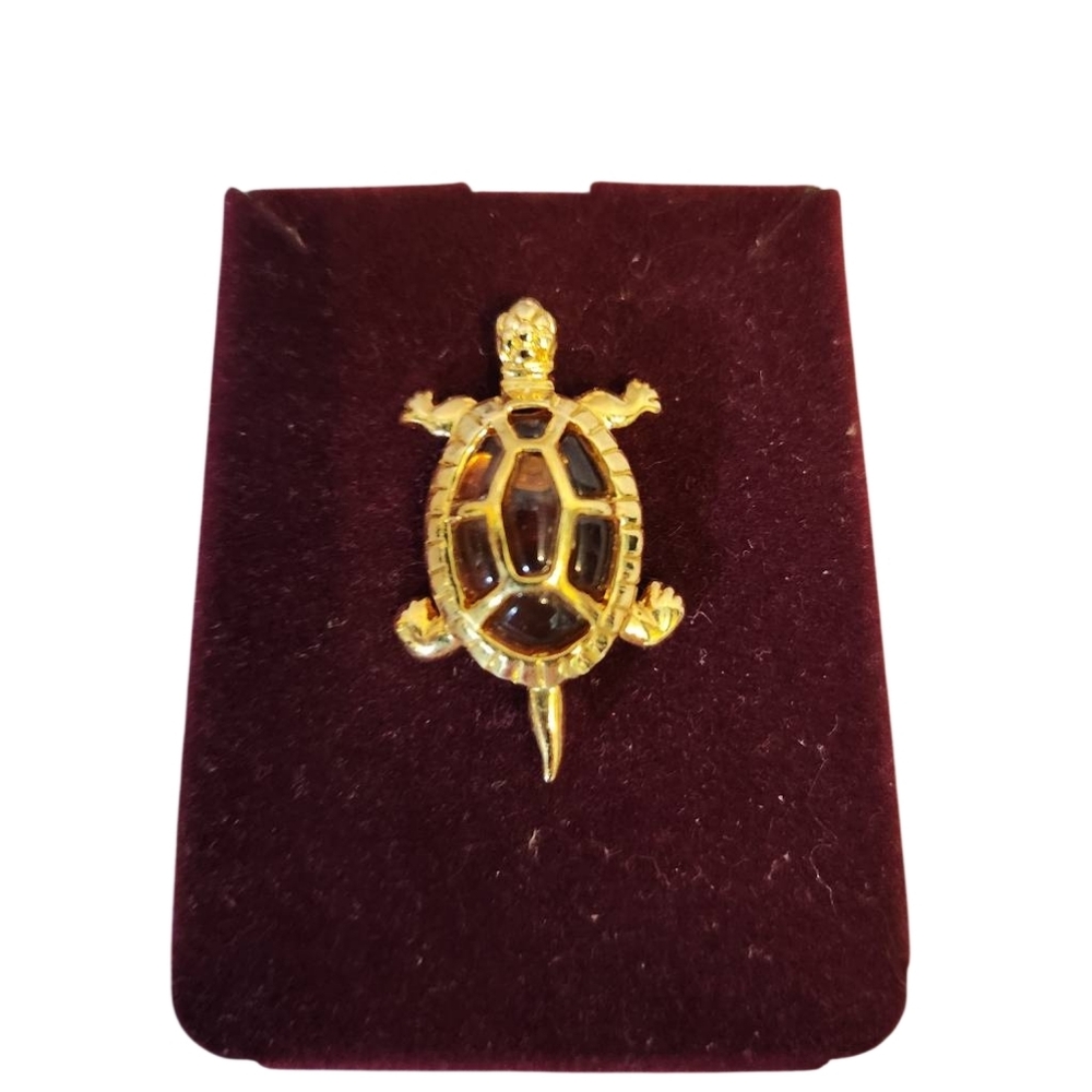 Avon NIB Gold & Amber‎ Turtle Brooch